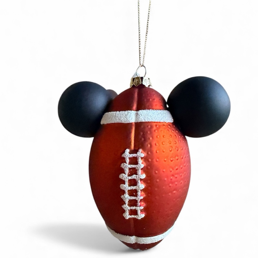 DISNEY WORLD Football Sports Mickey Ears Icon Christmas Tree Ornament BRAND NEW